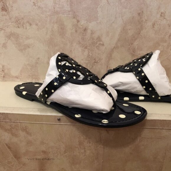 NIB Tory Burch Miller Flip Flop Sandals Shoes NAVY CLASSIC DOT 8, 9.5, 10 - Picture 8 of 10